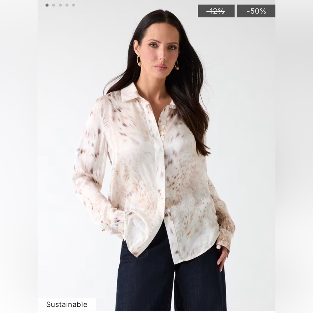 Marciano Cream Patterned Blouse - Size XL